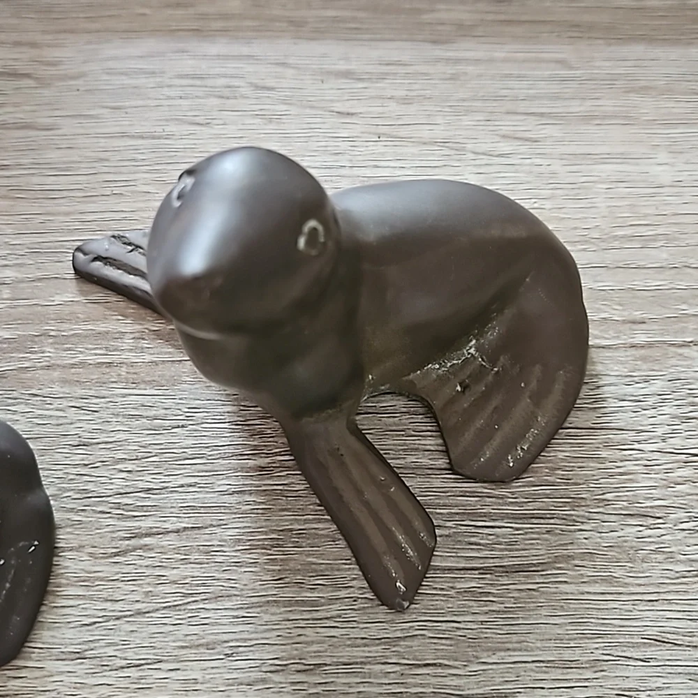 Set of Mother and Baby Sea Lions Paper Weight or Office Decor